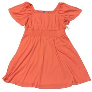 Old Navy Coral Mini Swing Dress Sz XL Holiday Party Gift Prairie Boho Coquette